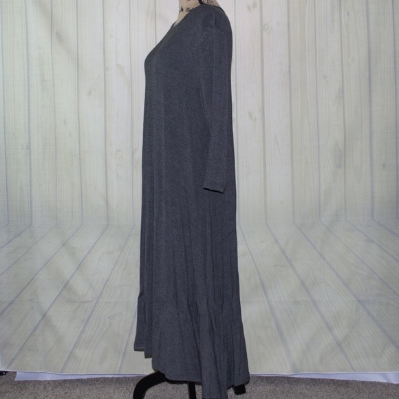 3/4 sleeves long maxi dress dark gray - Picture 5 of 11